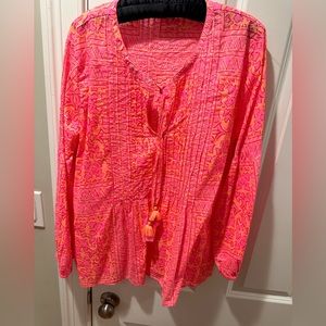 Vineyard Vines Pink & Orange Printed Peasant Tunic